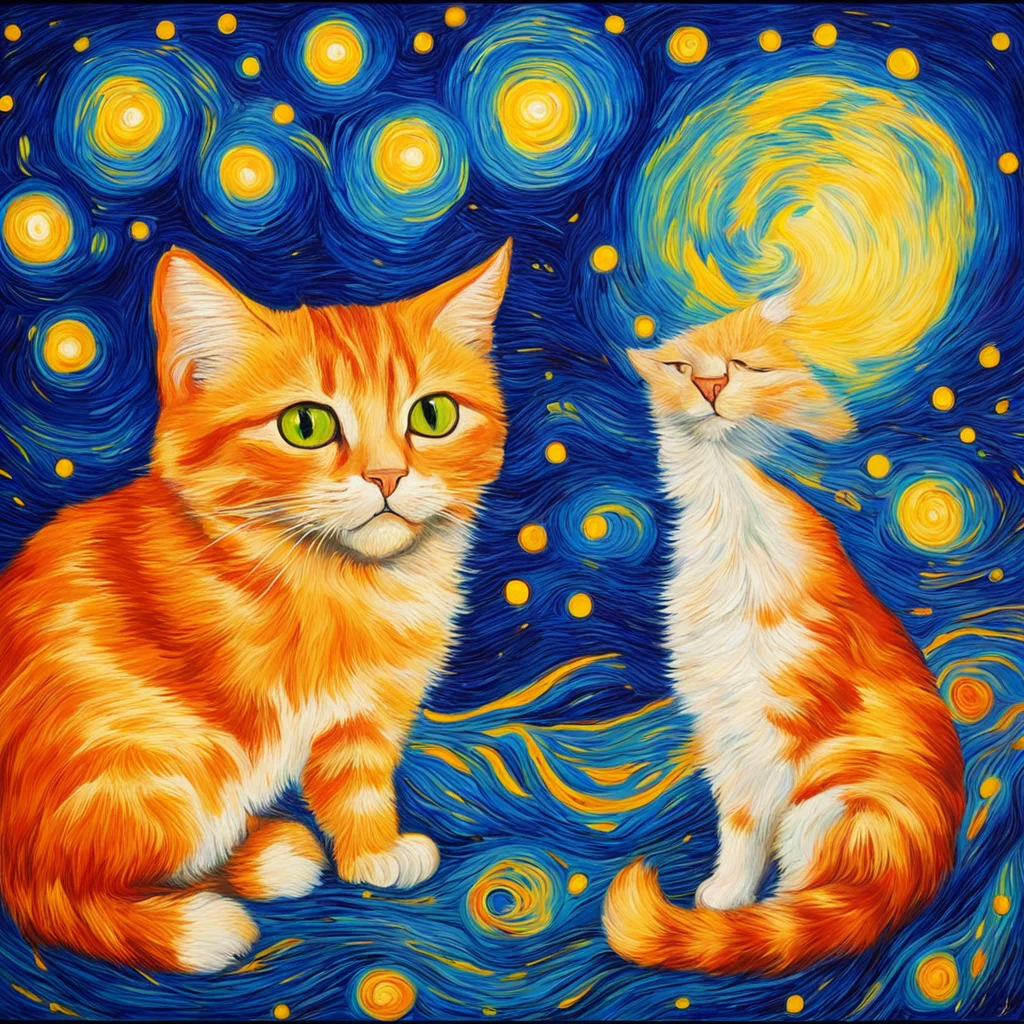 ginger Cats of [Starry Night painting] by Van Gogh ar 169